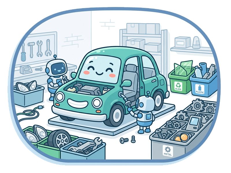 Illustration of salvage & dismantling service by Scrap Car Beckenham