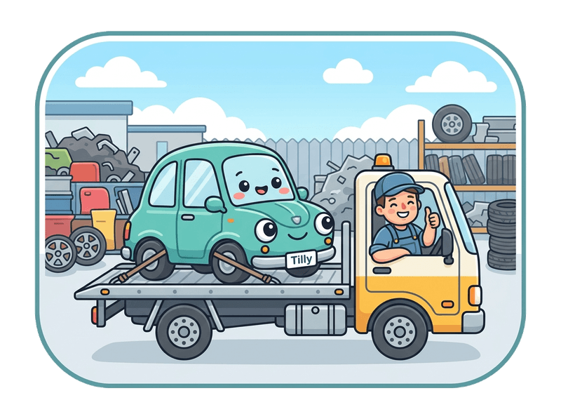 Illustration of scrap car collection service by Scrap Car Beckenham